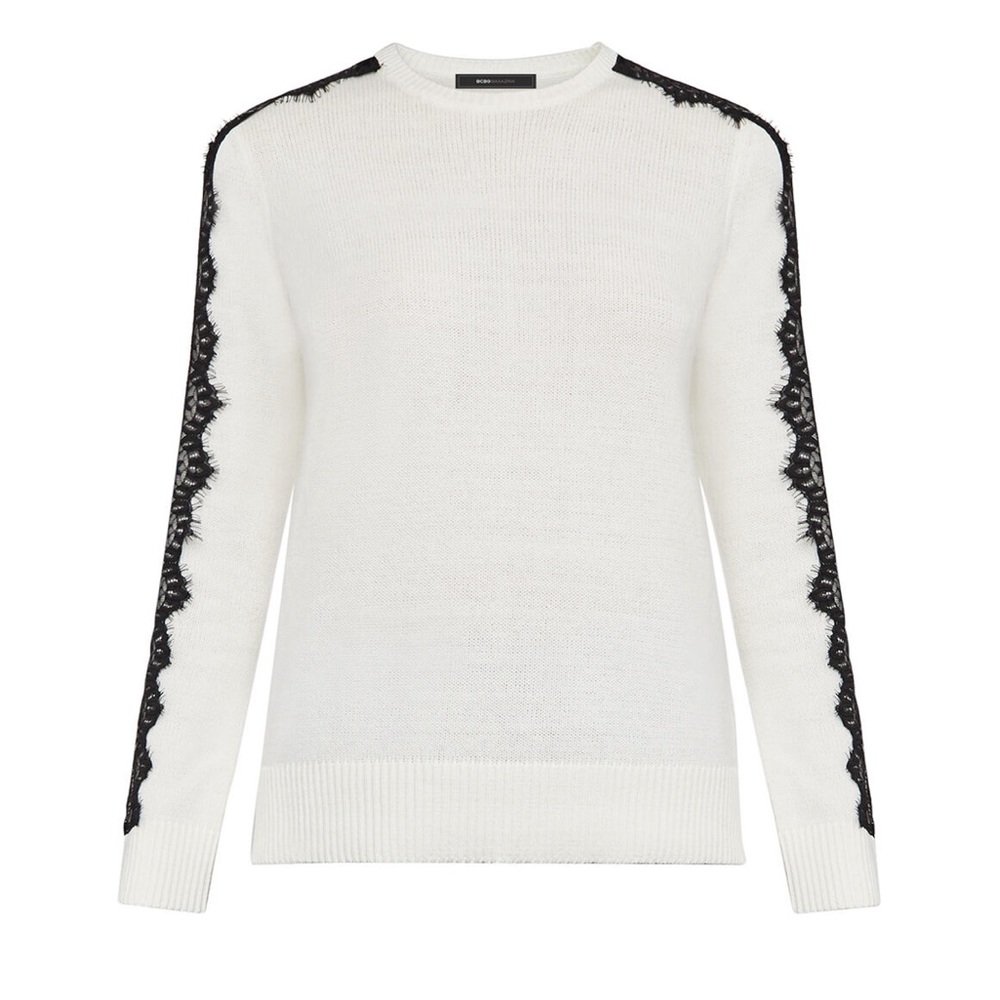 Lace trim sweater BCBG